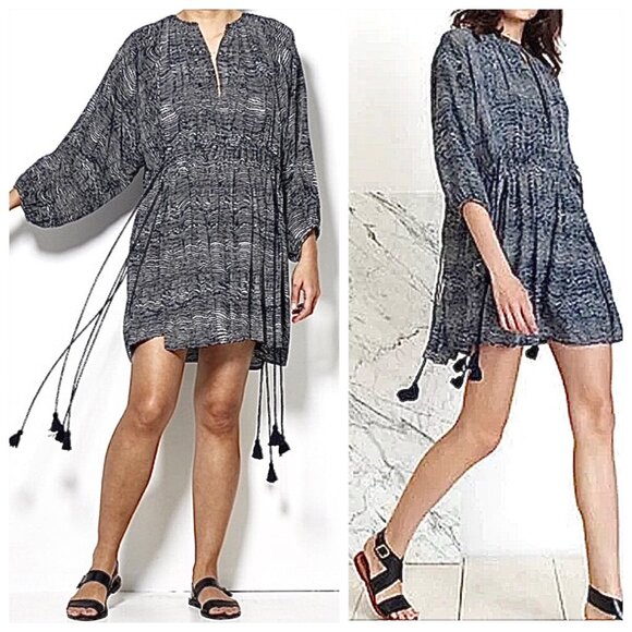 Apiece Apart Puebla Wabi Printed Silk-Crepe Mini Dress Size 4 - Picture 1 of 11